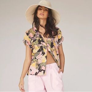 NWOT Maeve By Anthropologie Animal Printed Buttondown Surf Shirt Small Oversized